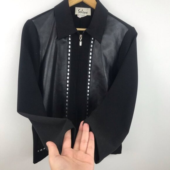 Vintage Selene black leather zip up jacket size M - Picture 8 of 11